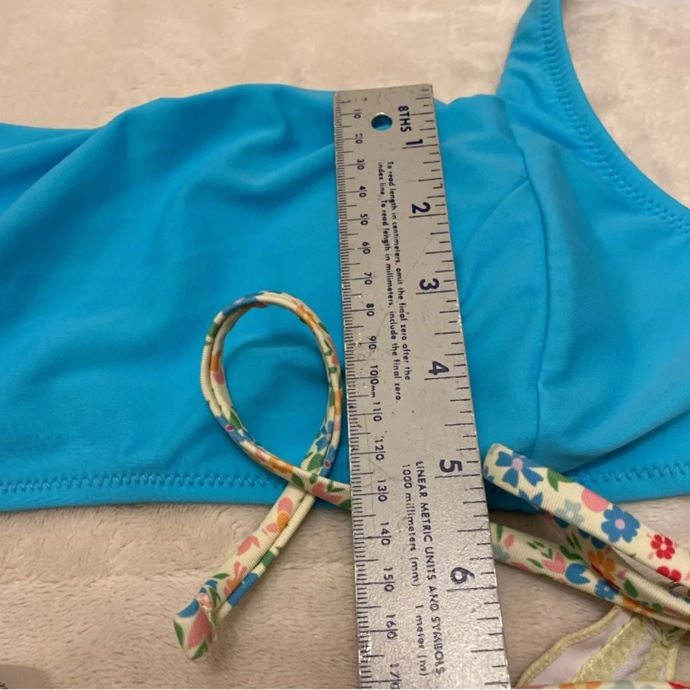 SHEIN Vibrant Blue Top with Floral Bikini Bottom